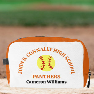 Personalisierte Softballspielerin der Orange High  Waschbeutel