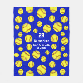 Personalisierte Softballthrow-Decke, Text, Farben Fleecedecke