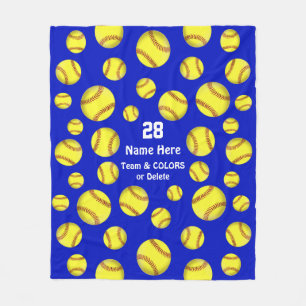 Personalisierte Softballthrow-Decke, Text, Farben Fleecedecke