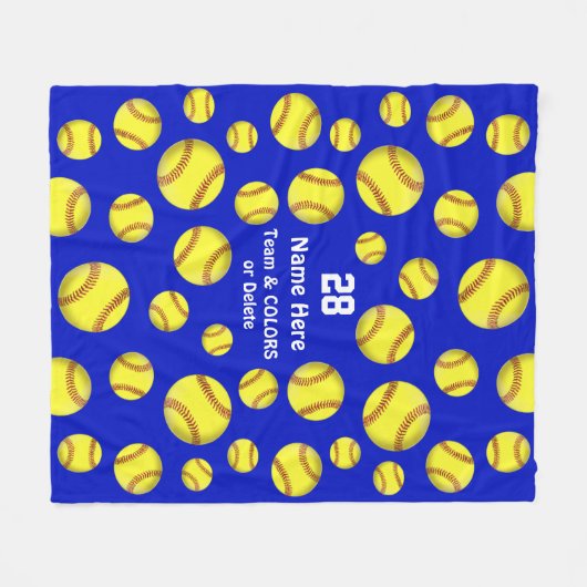 Personalisierte Softballthrow-Decke, Text, Farben Fleecedecke (Vorderseite (Horizontal))