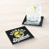 Personalisierte Software Player ADD NAME Retro Tea Glasuntersetzer (Schrägansicht)