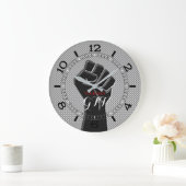 Personalisierte Solidarität Fist Carbon Fibre Deco Große Wanduhr (Zuhause)