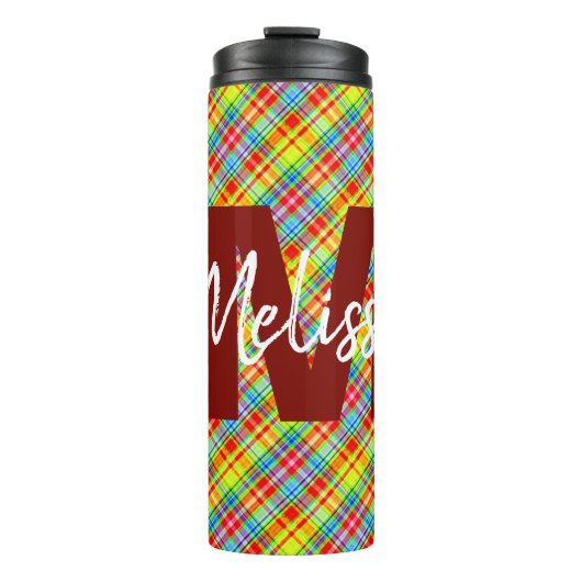 Personalisierte Sommer-Karo Thermal Tumbler Thermosbecher (Vorderseite)