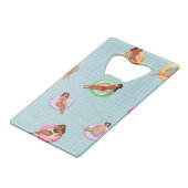 Personalisierte Sommerfrauen Entspannen auf Schwim Geldbeutel Flaschenöffner (Rückseite Schrägansicht)