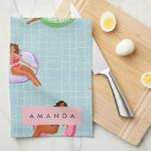 Personalisierte Sommerfrauen Entspannen auf Schwim Geschirrtuch (Viertel Falte)