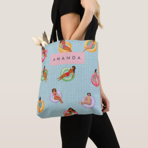 Personalisierte Sommerfrauen Entspannen auf Schwim Tasche