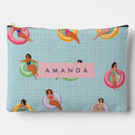 Personalisierte Sommerfrauen Entspannen auf Schwim Zubehörtasche