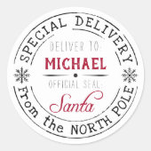 Personalisierte Sonderlieferung Nordpol Santa Runder Aufkleber (Vorderseite)
