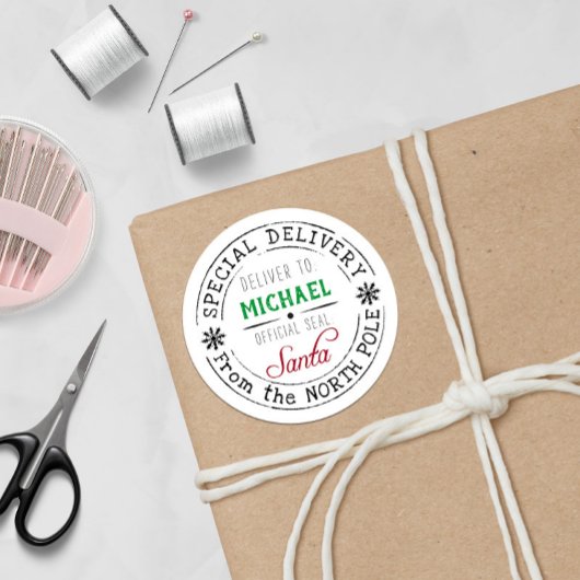 Personalisierte Sonderlieferung Nordpol Santa Runder Aufkleber
