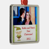 Personalisierte Sonderschmuck Winterelf in Grün Silbernes Ornament (Rechts)