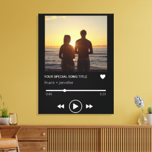 Personalisierte Songname-Playlist Geschenk mit Paa Leinwanddruck