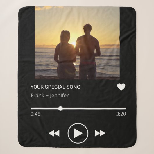 Personalisierte Songname-Playlist Geschenk mit Paa Sherpadecke (Vorderseite)