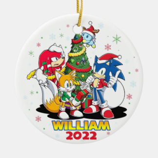 Personalisierte Sonic Ornament, Weihnachten 2022 Keramik Ornament