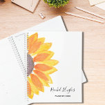 Personalisierte Sonnenblume 2023 Planer<br><div class="desc">Dieser einfache und stilvolle Planer ist mit einer gelben Aquarellblume dekoriert. Einfache Anpassung mit Ihrem Namen und Jahr. Verwenden Sie die Option Weitere anpassen, um die Textgröße, den Stil und die Farbe zu ändern. Weil wir unsere Kunstwerke erstellen, werden Sie dieses exakte Bild von anderen Designern nicht finden. Original Wasserfarbe...</div>