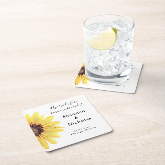 Personalisierte Sonnenblume Aparta la Fecha Rechteckiger Pappuntersetzer (Vor Ort)