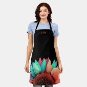 Personalisierte Sonnenblume auf Schwarz Schürze (Getragen)