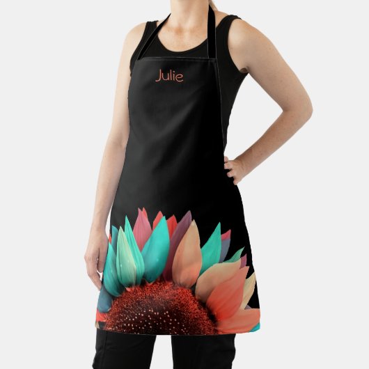 Personalisierte Sonnenblume auf Schwarz Schürze (InSitu)