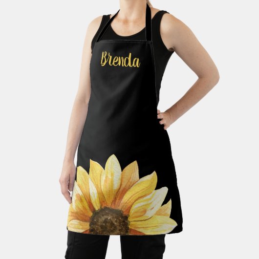 Personalisierte Sonnenblume auf Schwarz Schürze (InSitu)