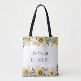 Personalisierte Sonnenblume Bester Lehrer überhaup Tasche