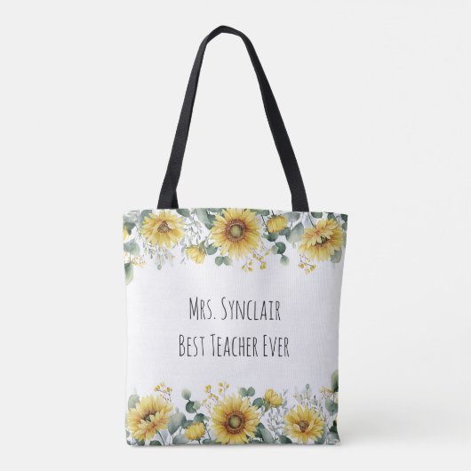Personalisierte Sonnenblume Bester Lehrer überhaup Tasche (Rückseite)