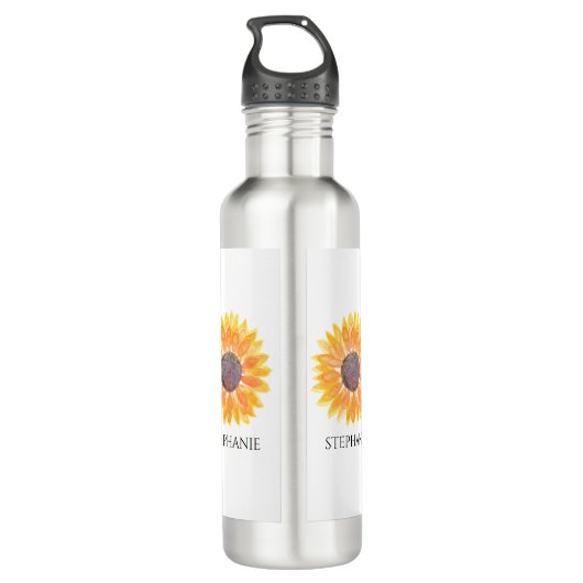 Personalisierte Sonnenblume Edelstahlflasche (Rückseite)