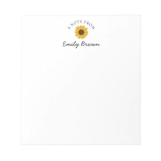 Personalisierte Sonnenblume ein Hinweis aus den No Notizblock (Vorderseite)