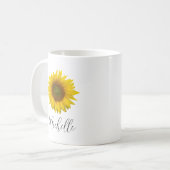 Personalisierte Sonnenblume Elegantes Skript Kaffeetasse (Vorderseite Links)