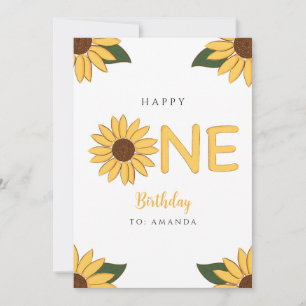 Personalisierte Sonnenblume Erste Happy Geburtstag Karte