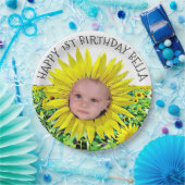 Personalisierte Sonnenblume-erster Pappteller (Party)