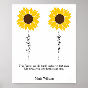 Personalisierte Sonnenblume Freundschaft Bestes Fr Poster