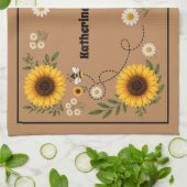 Personalisierte Sonnenblume Geschirrtuch (Gefaltet)