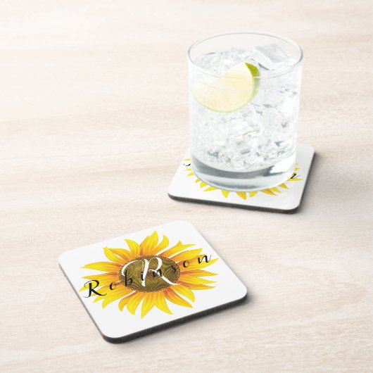 Personalisierte Sonnenblume Getränkeuntersetzer (Rechte Seite)