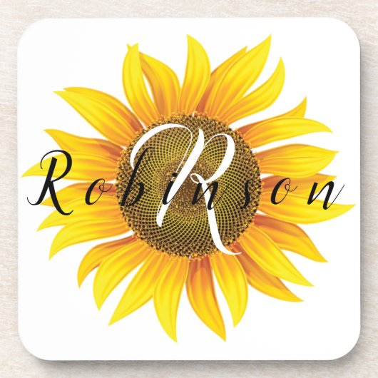 Personalisierte Sonnenblume Getränkeuntersetzer (Vorderseite)