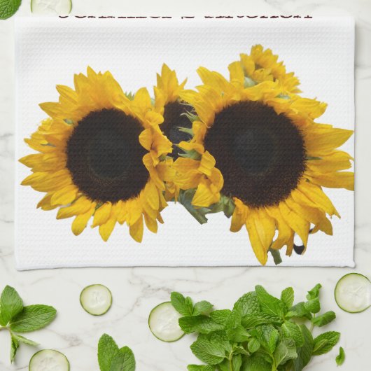 Personalisierte Sonnenblume-Gewohnheit Geschirrtuch (Gefaltet)