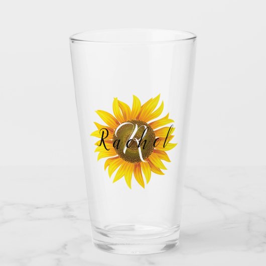 Personalisierte Sonnenblume Glas (Vorderseite)