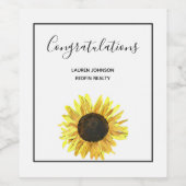 Personalisierte Sonnenblume Herzlichen Glückwunsch Weinetikett (Einzelnes Label)