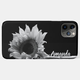 Personalisierte Sonnenblume in Schwarz und Weiß Case-Mate iPhone Hülle