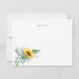 Personalisierte Sonnenblume in Wasserfarben Dankeskarte