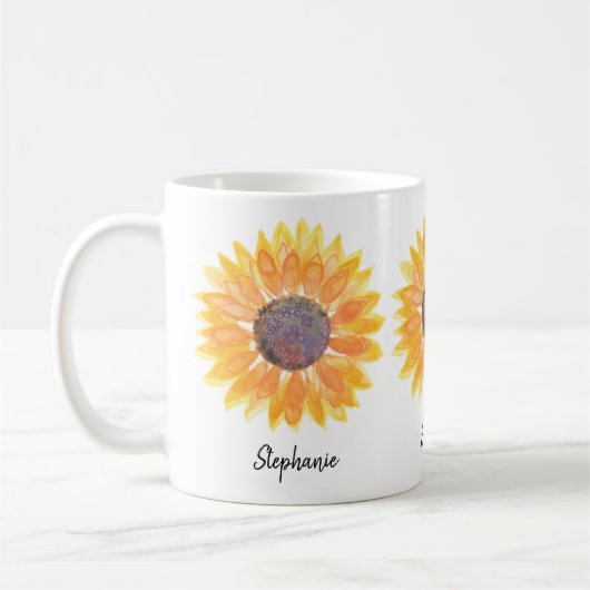 Personalisierte Sonnenblume  Kaffeetasse (Links)