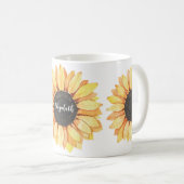 Personalisierte Sonnenblume Mit Monogramm Kaffeetasse (VorderseiteRechts)