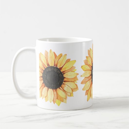 Personalisierte Sonnenblume Mit Monogramm Kaffeetasse (Links)
