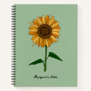 Personalisierte Sonnenblume mit Namen und Nachrich Notizblock