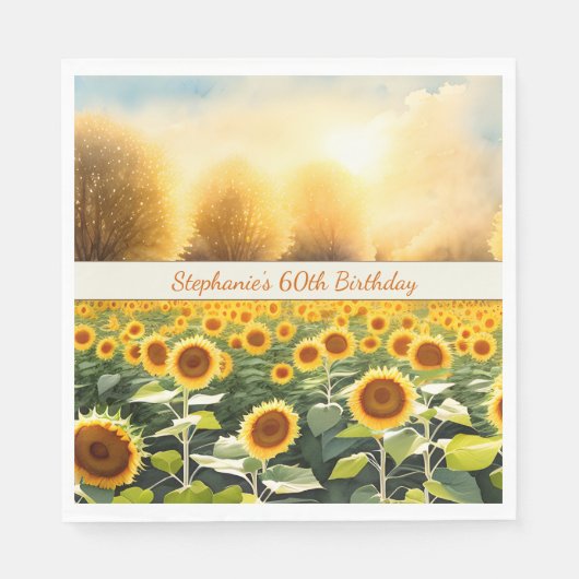 Personalisierte Sonnenblume Napkins - Rustikaler C Serviette (Vorderseite)