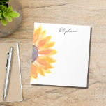 Personalisierte Sonnenblume Notizblock<br><div class="desc">Dieses personalisierte Notizblock mit Blumen ist mit einer gelben Aquarellblume geschmückt. Einfach anpassbar. Ändern Sie mithilfe des Entwurfstools die Textgröße,  den Stil oder die Farbe. Wenn wir unsere Kunstwerke erstellen,  werden Sie dieses exakte Bild von anderen Designern nicht finden. Original Wasserfarbe © Michele Davies.</div>