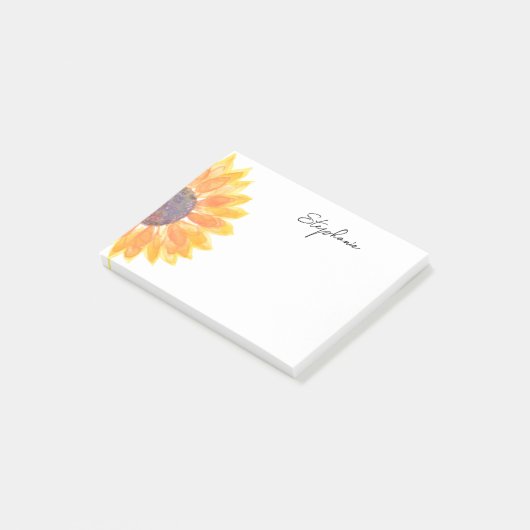 Personalisierte Sonnenblume Post-it Klebezettel (angewinkelt)
