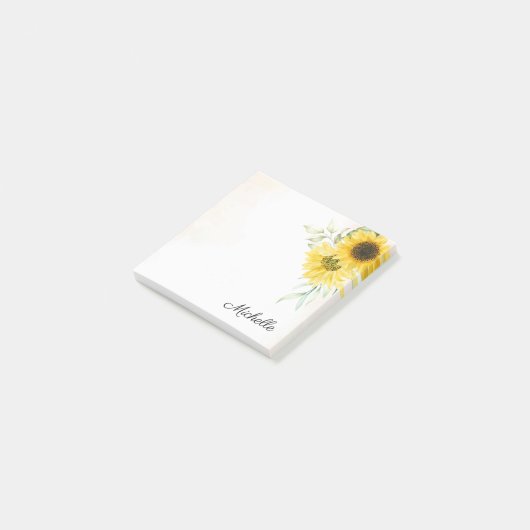 Personalisierte Sonnenblume Post-it Klebezettel (angewinkelt)