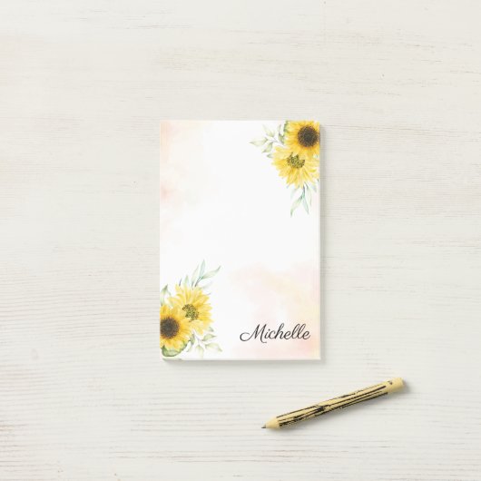 Personalisierte Sonnenblume Post-it Klebezettel (Auf Schreibtisch)