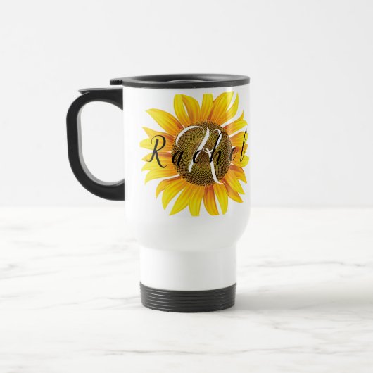Personalisierte Sonnenblume Reisebecher (Links)