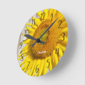 Personalisierte Sonnenblume  Runde Wanduhr (Winkel)