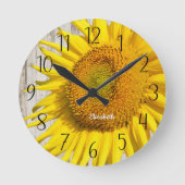 Personalisierte Sonnenblume  Runde Wanduhr (Vorderseite)